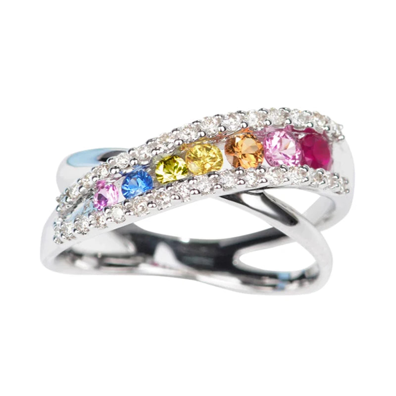 Huitan CZ Cross Ring – Colorful Cubic Zirconia Women's Ring Fashion Ring Axl