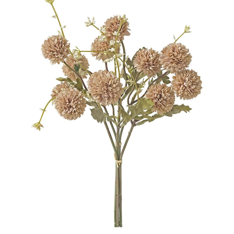 Silk Artificial Chrysanthemum Bouquet – Wedding & Home Decor Artificial Flower Bouquet Axl Dark Khaki 1 PC
