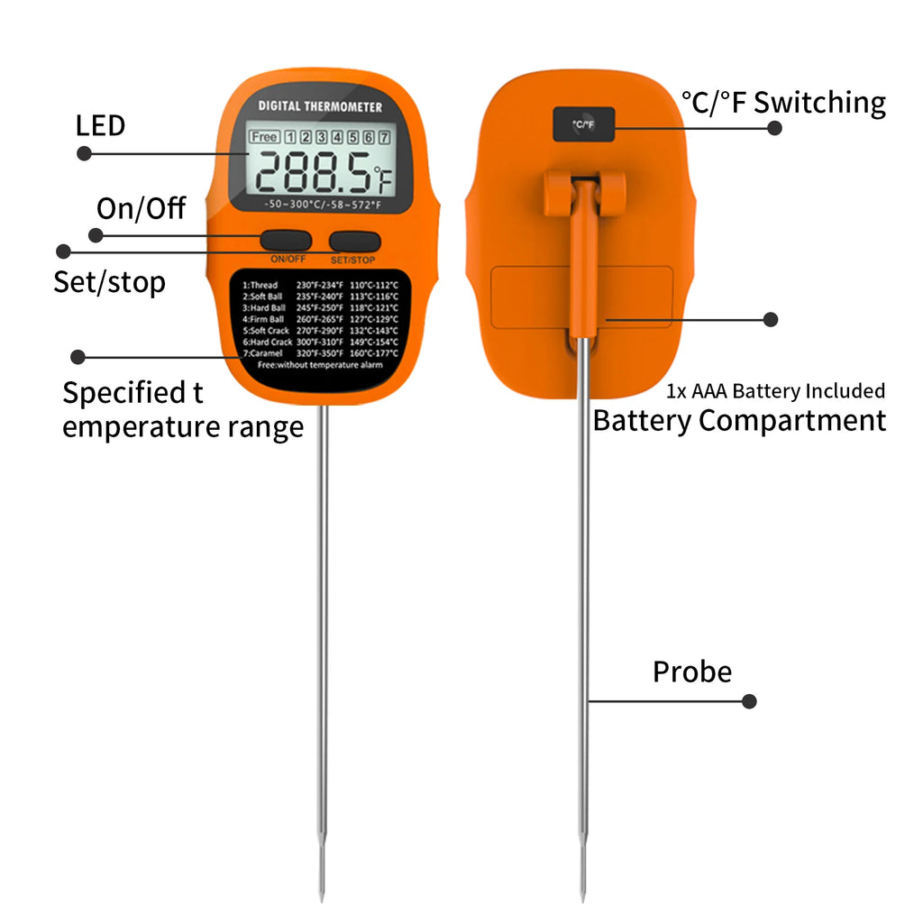 Digital Candy Thermometer – Big Screen Kitchen & BBQ Use Digital Kitchen Thermometer Axl
