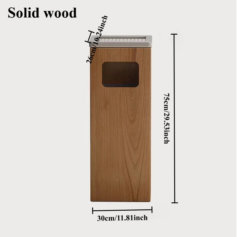 Nordic Solid Wood Tall Trash Bin – Modern Kitchen Waste Bin Tall Wooden Trash Bin Axl Peach Color Long 30
