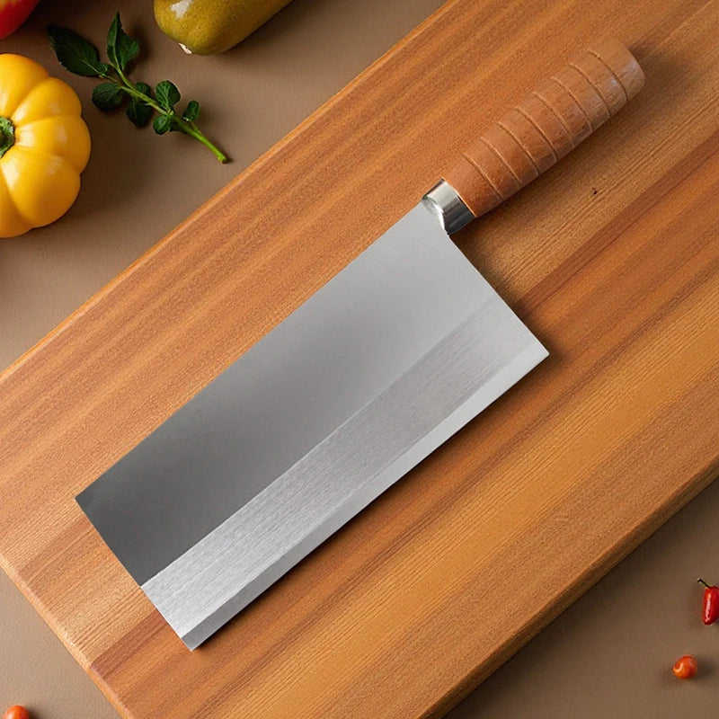 Stainless Steel Chinese Cleaver – Wood Handle Slicing Knife Kitchen Cleaver Knife Axl slicing knife