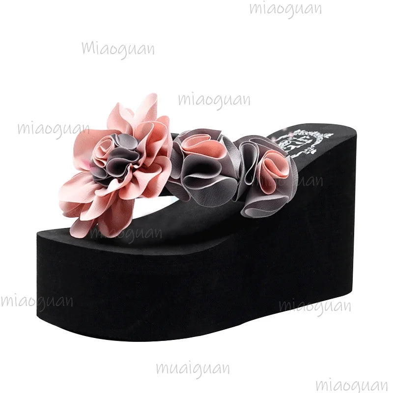 Bohemian Floral Wedge Flip Flops – Women's Platform Sandals Wedge Flip Flops Axl