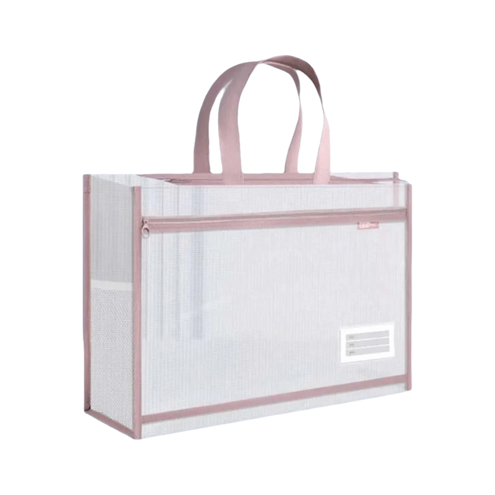 A3 Mesh Art Bag – Waterproof Transparent Zip Shoulder File Bag Mesh Art Bag Axl Pink