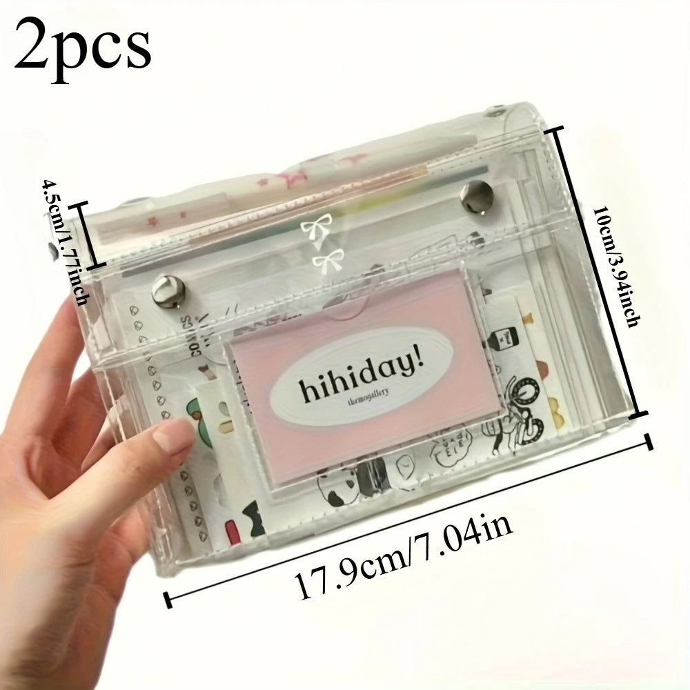 Clear PVC Cosmetic & Pencil Case – 4-Layer Travel Organizer Clear Organizer Bag Axl Clear-2pcs