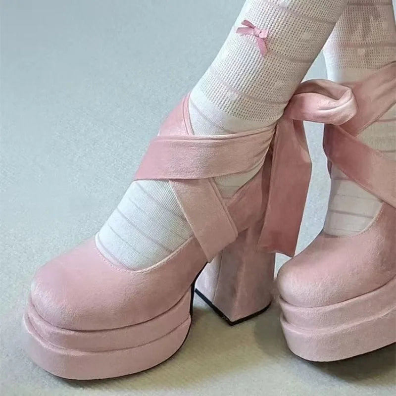 Retro Mary Jane High Heels – Thick Square Heel Women's Pumps Mary Jane Pumps Axl