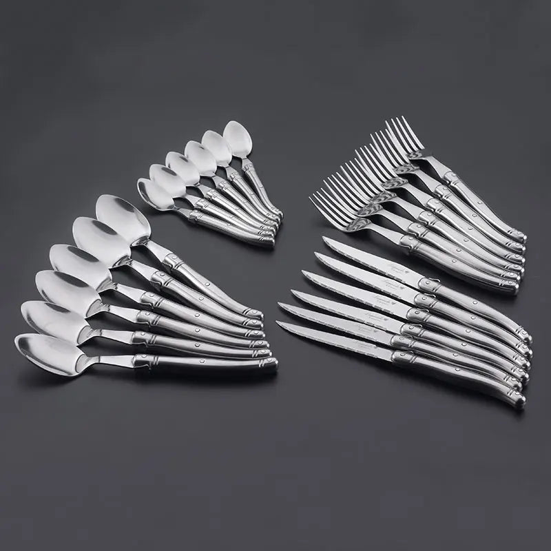 Laguiole Stainless Steel Cutlery Set 4–24 Pcs | Dishwasher Safe Flatware Cutlery Set Axl