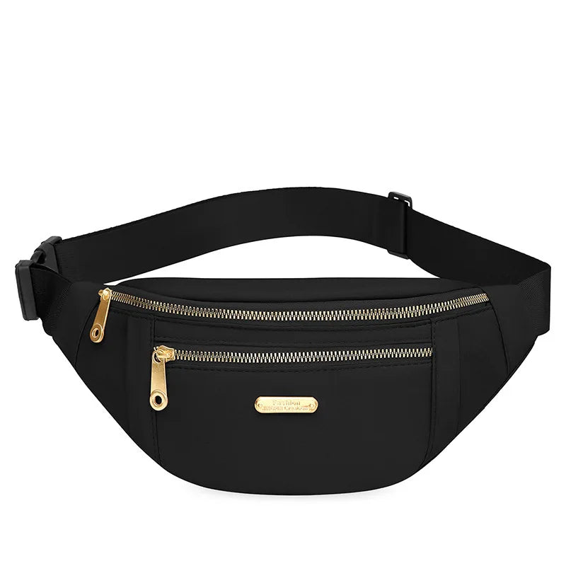 Women's Oxford Crossbody Waist Bag – Adjustable Sports Fanny Pack Crossbody Waist Bag Axl Black-1pc