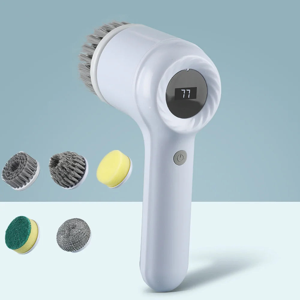 BALASHOV USB Electric Scrubber – 5-Head Rotary Cleaning Brush Electric Cleaning Scrubber Axl WHITE