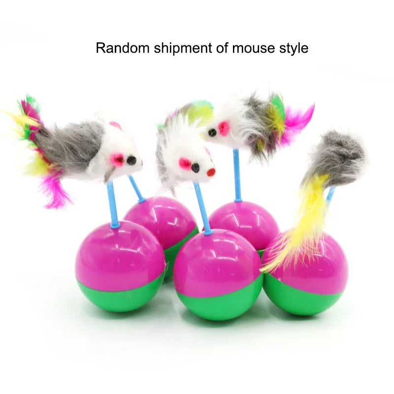 Tumbler Mouse Roly Poly Cat Toy – Feather Interactive Pet Toy Interactive Cat Toy Axl