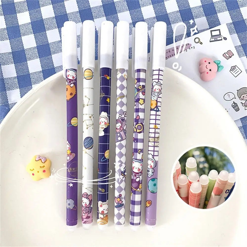 Kawaii Erasable Gel Pen 0.5mm Blue Ink – Cartoon Student Pen Erasable Gel Pen Axl bear random 1pc