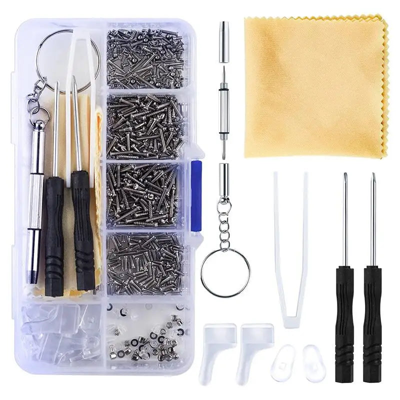500-Piece Eyeglass Repair Kit – Screws, Nose Pads & Screwdriver Eyeglass Repair Kit Axl