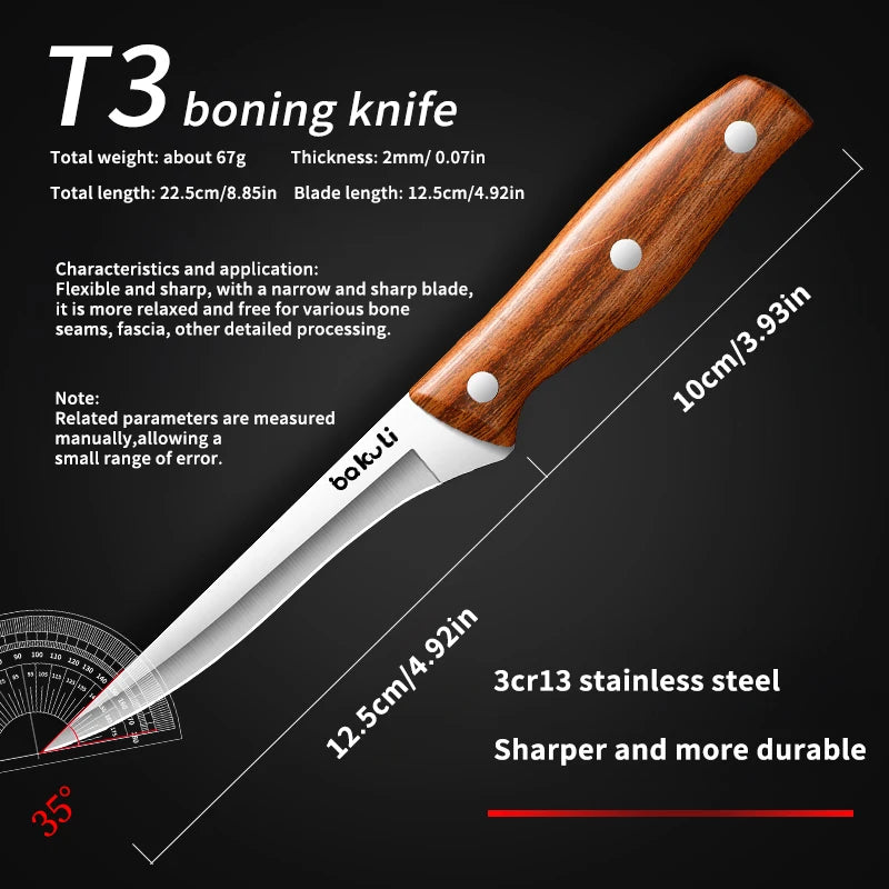PLYS Professional Boning Knife – High Carbon Stainless Steel Boning Knife Axl T3