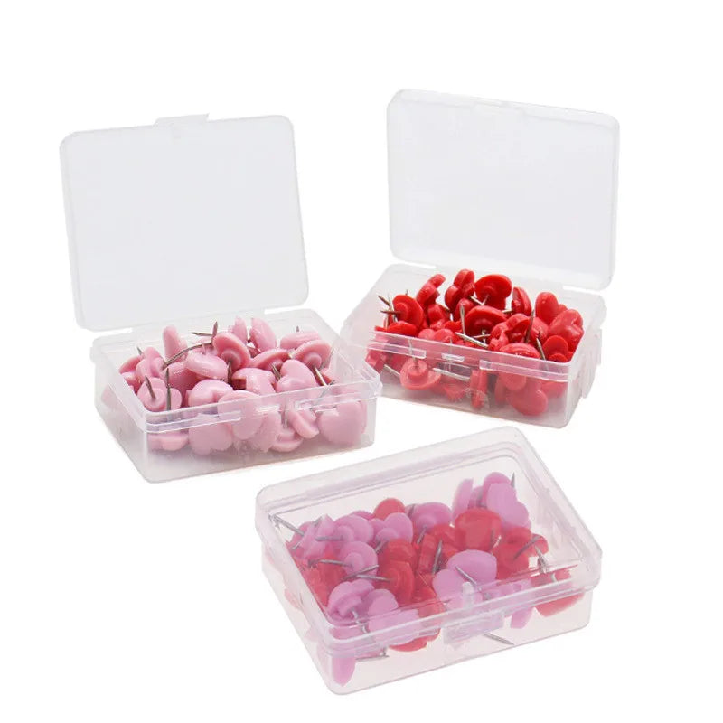 Heart Shape Push Pins 50 Pack – Colored Cork Board Thumb Tacks Decorative Push Pins Axl