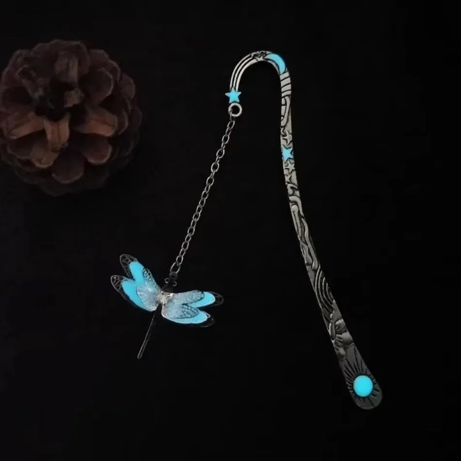 Luminous Metal Bookmark – Dragonfly & Butterfly Glow Design Metal Bookmark Axl