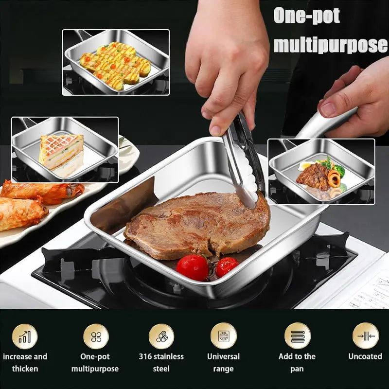Nonstick Tamagoyaki Pan – 3-Ply Stainless Steel Egg Skillet Omelette Pan Axl