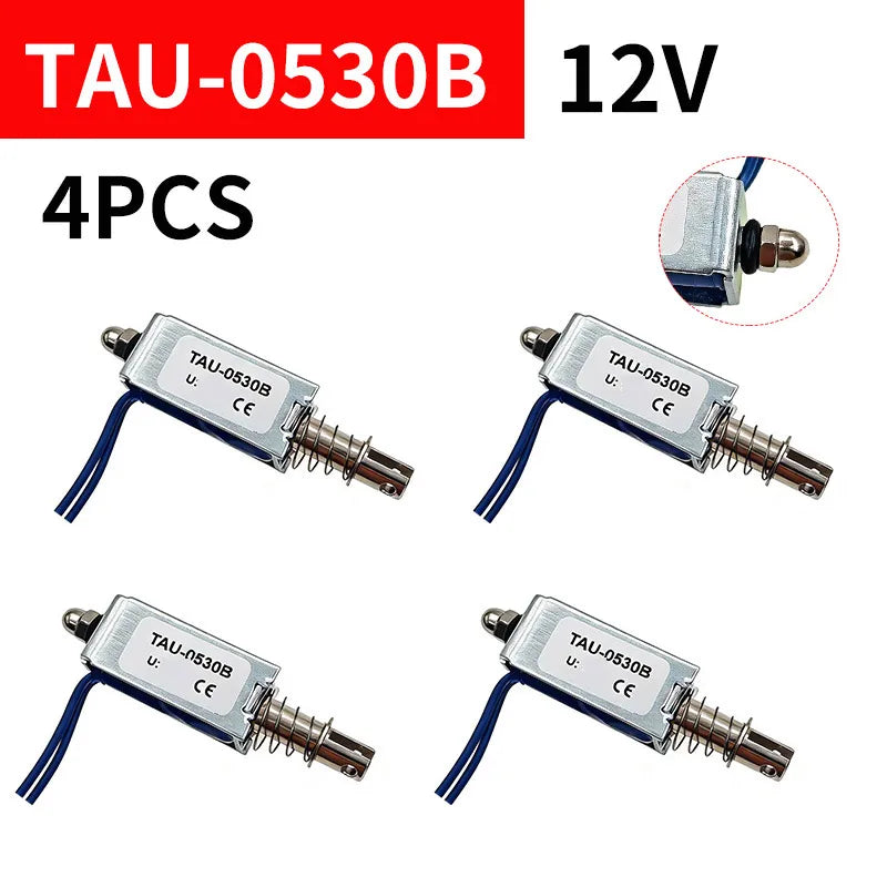 4Pcs TAU-0530 Open Frame Solenoid Electromagnet DC 6V/12V/24V Solenoid Electromagnet Axl 0530B 12V 4pcs