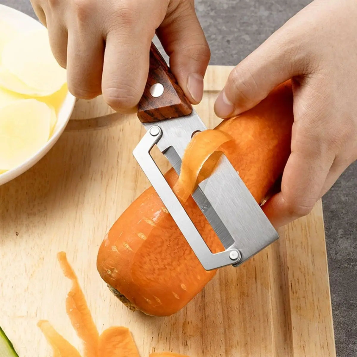 SHIBO Wooden Handle Paring Knife – Stainless Steel Fruit Peeler Paring Knife Axl