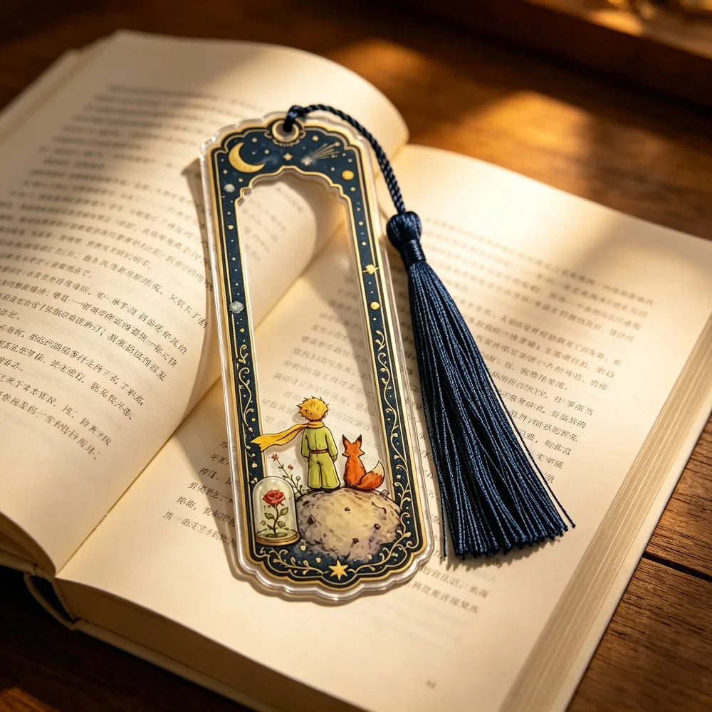 Little Prince Acrylic Tassel Bookmarks – 5pc Literary Gift Set Acrylic Bookmark Set Axl