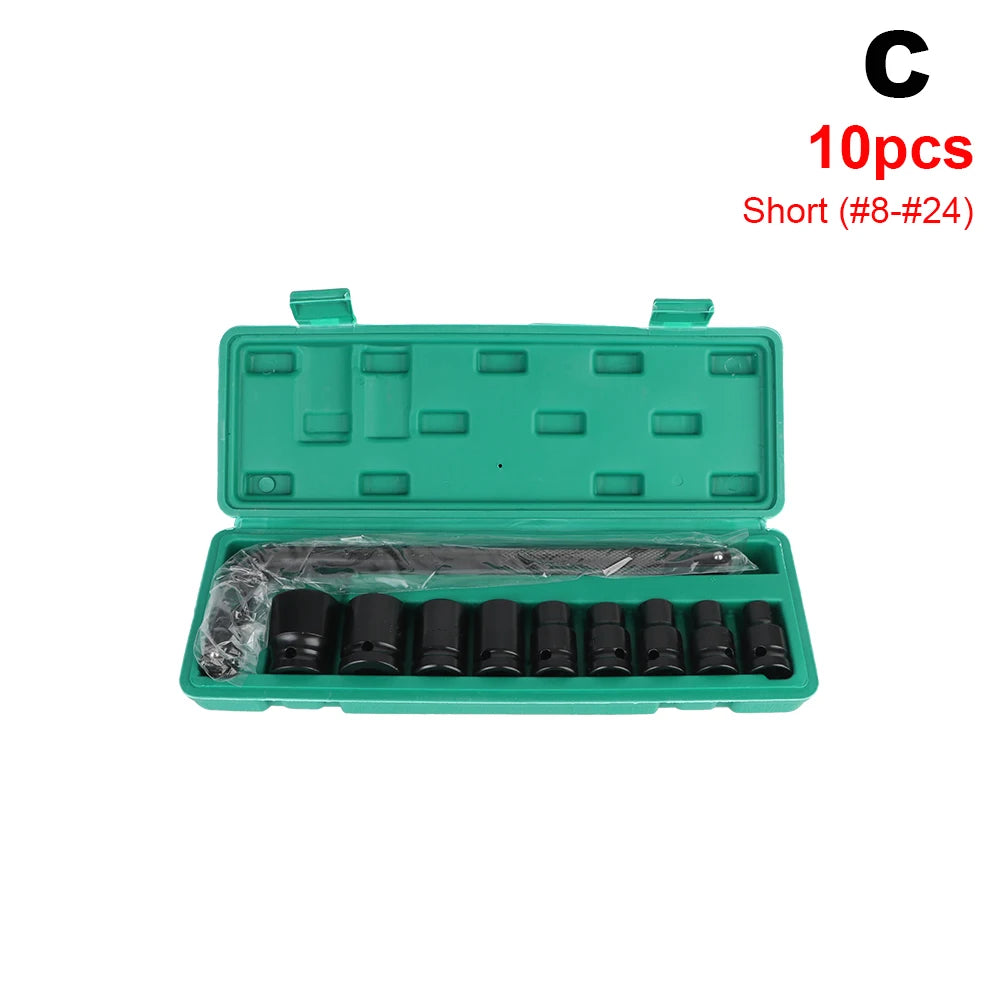 1/2" Drive Hex Socket Set 10–20 Pcs | Cr-V Car Repair Kit Socket Wrench Set Axl C 10PCS Short