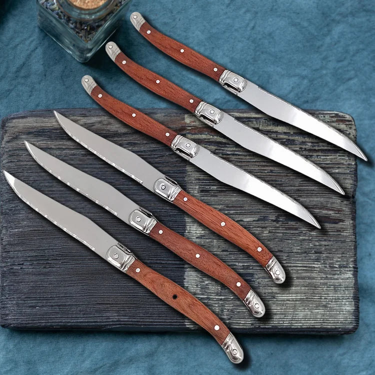 Serrated Steak Knives Set 1–8 Pc | Full Tang Wood Handle Steak Knife Set Axl