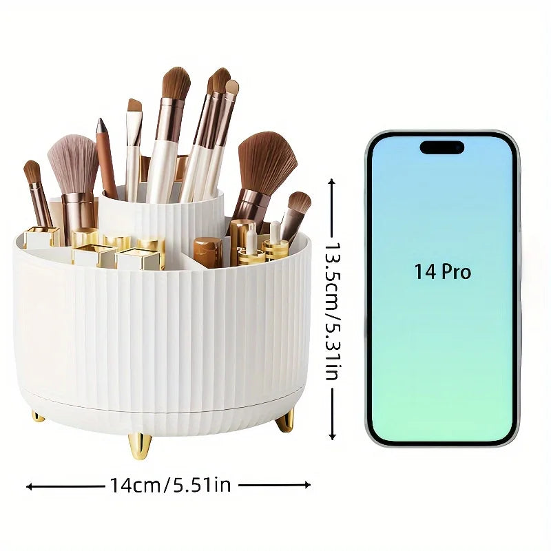 360° Rotating Makeup Organizer – 5-Compartment Storage Box Makeup Storage Organizer Axl