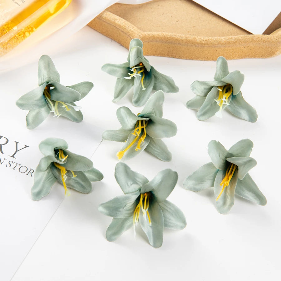 Silk Lily Artificial Flowers 10/20 Pcs – Wedding & Home Decor Artificial Silk Flowers Axl light green 10 pcs