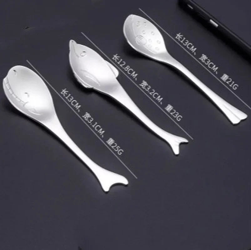 Fish-Shaped Stainless Steel Spoon – Cute Marine Coffee Spoon Novelty Dessert Spoon Axl