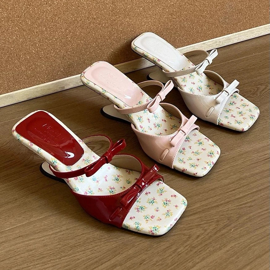 Women's Bow Wedge Sandals – Open Toe Slip-On Mid Heel Wedge Sandals Axl