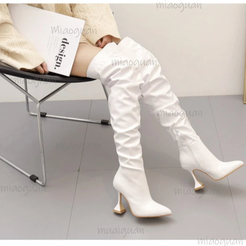 Women's Over-the-Knee Stiletto Boots – Pointed Toe Zipper Over-the-Knee Boots Axl