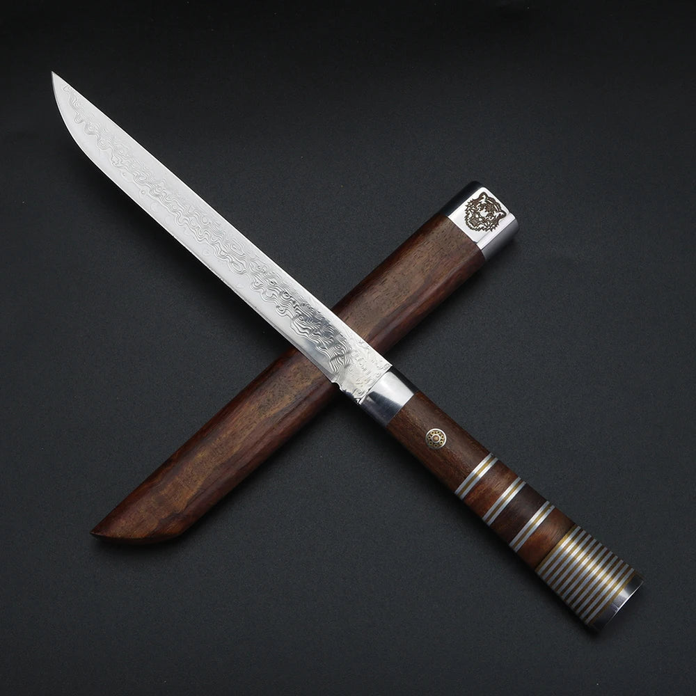 XUAN FENG D2 Steel Chef Knife – Sharp Wood Handle Meat Knife Chef Kitchen Knife Axl Grey
