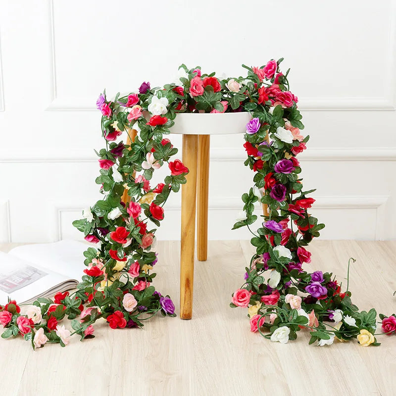 Rose Artificial Flower Vine Garland – Silk Wedding & Home Decor Artificial Flower Garland Axl