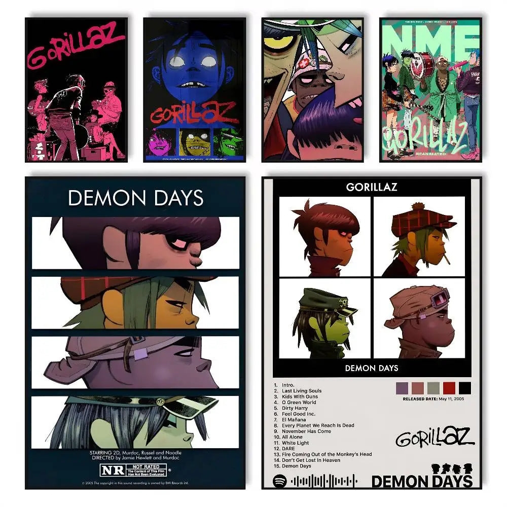 Gorillaz HD Music Poster – Self-Adhesive Waterproof Wall Art Wall Art Poster Axl