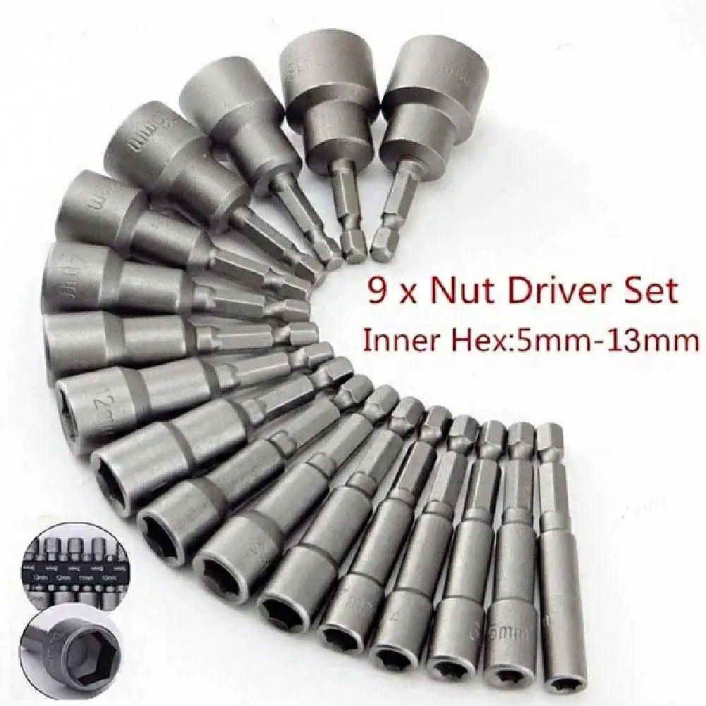 Hex Nut Driver Socket Set 9/14 Pc – CRV 5mm–13mm Nut Driver Socket Set Axl