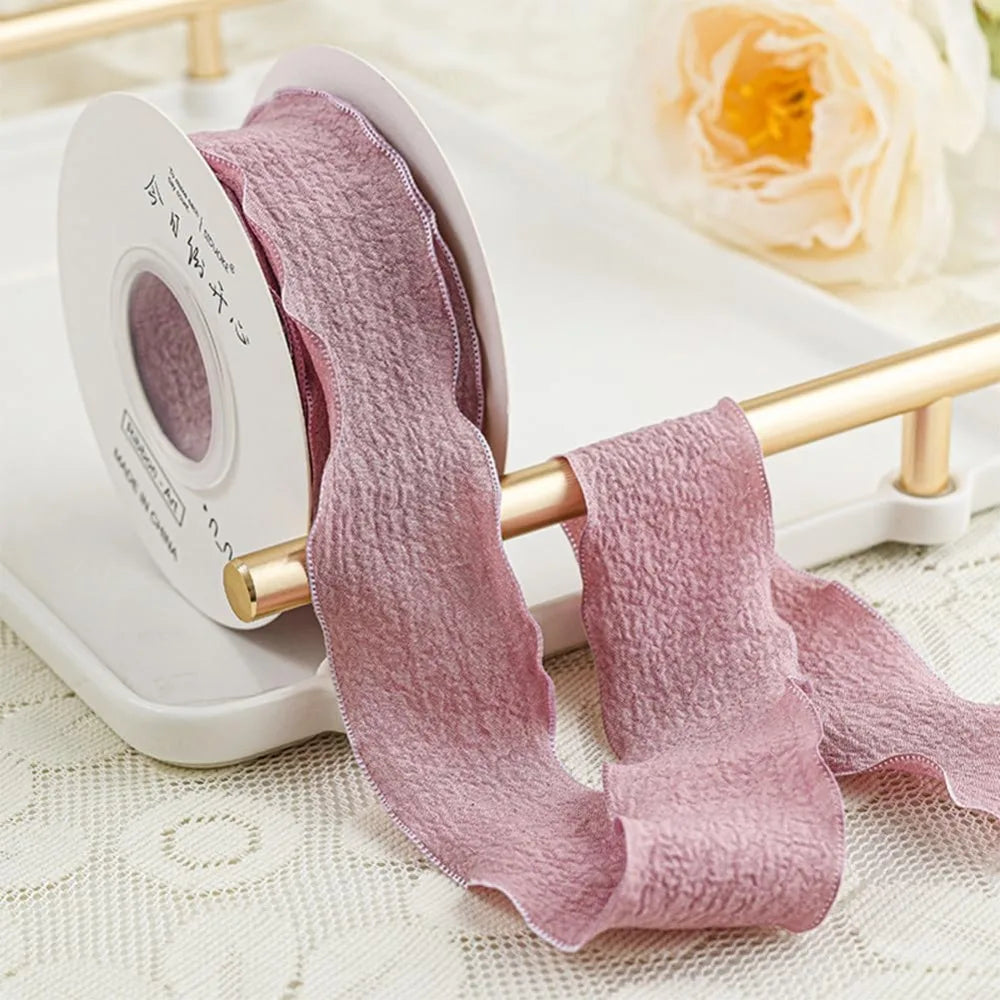 Ruffled Polyester Ribbon 1" Rosy Brown – 9.84 Yds Craft Trim Craft Ribbon Trim Axl