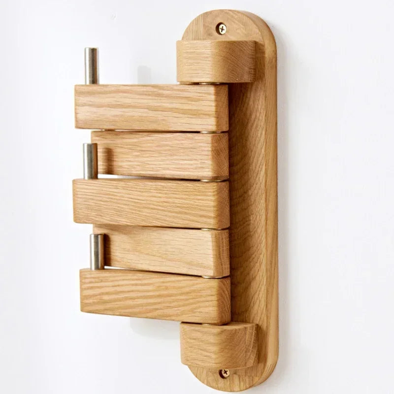 Solid Oak Wall-Mounted Coat Rack – 5 Rotatable Hooks Wall-Mounted Coat Rack Axl