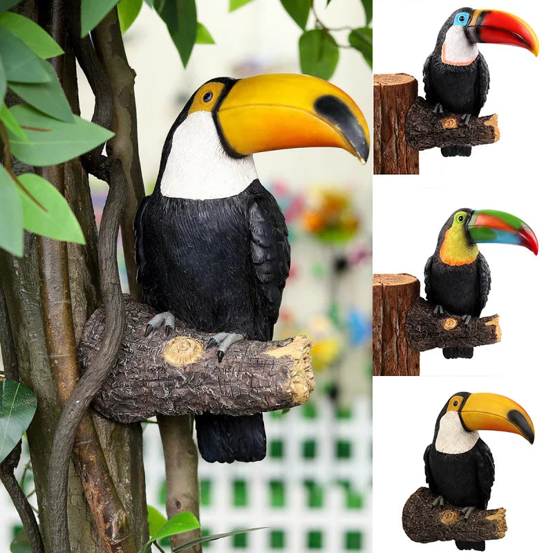 Toucan Bird Figurine – Resin Tree Hugger Garden Ornament Garden Bird Figurine Axl