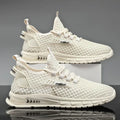 YBQJOO Men's Breathable Mesh Sneakers – Soft Sole Casual Shoes Casual Mesh Sneakers Axl Creamy-white 44