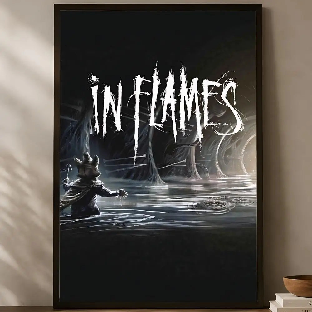 In Flames Band Poster – Self-Stick HD Waterproof Wall Art Music Wall Poster Axl White10 50X70cmNoframe
