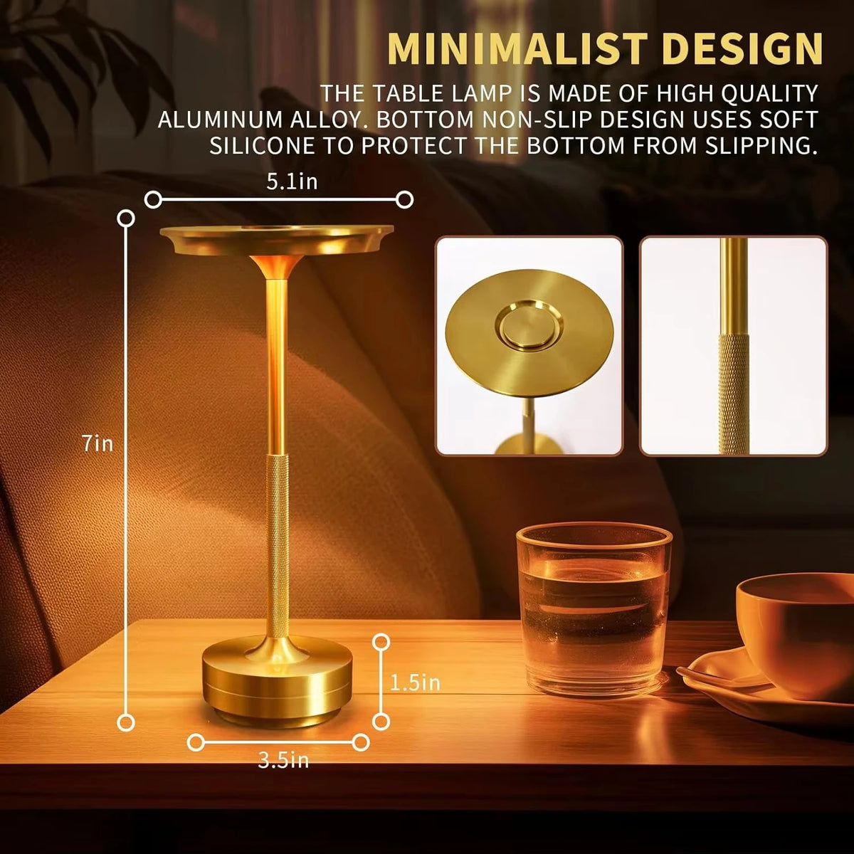 USB Rechargeable LED Desk Lamp | Touch Dimming 3 Color Modes LED Table Lamp Axl
