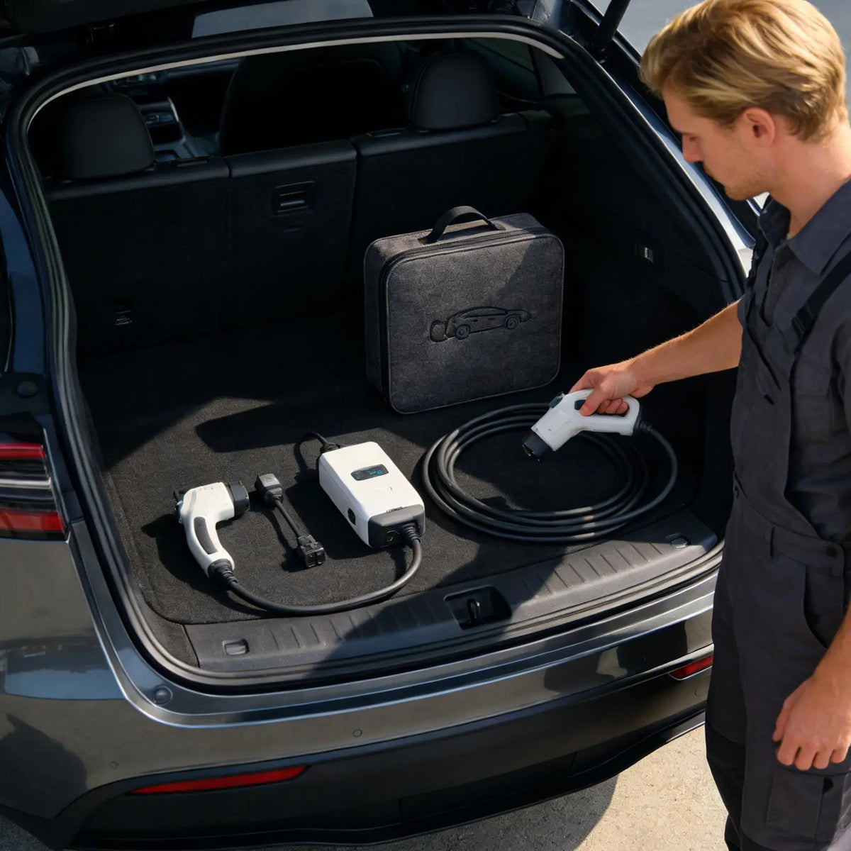 EV Charger Cable Storage Bag with Handle | Felt Carrying Pouch EV Cable Storage Bag Axl