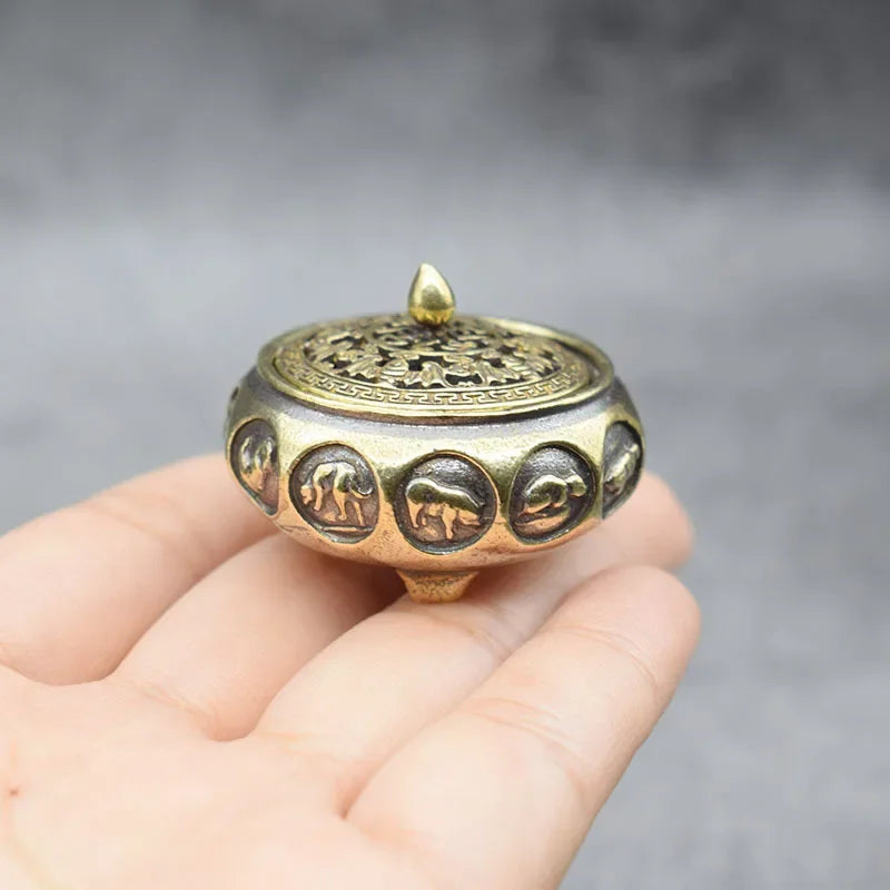 Chinese Zodiac Brass Incense Burner – Antique Bronze Censer Incense Burner Axl A