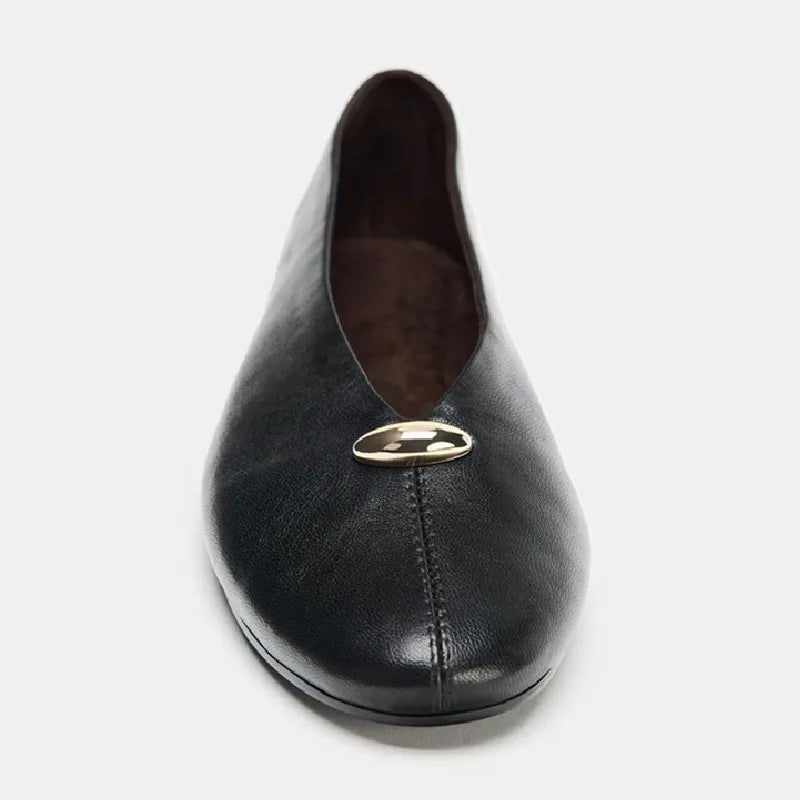 Women's Vintage Ballet Flats – Soft Sole Metal Detail Slip-On Ballet Flats Axl