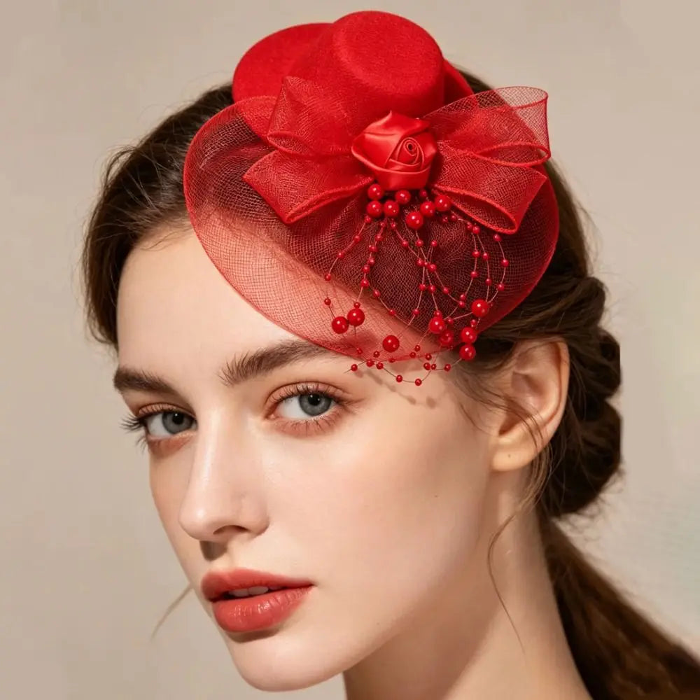Vintage Fascinator Hat – Pearl Mesh Hair Clip Headpiece Fascinator Hair Clip Axl