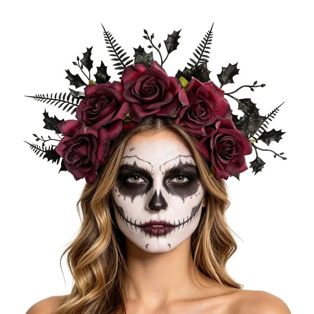 Gothic Rose Flower Crown Headband – Halloween & Cosplay Flower Crown Headband Axl