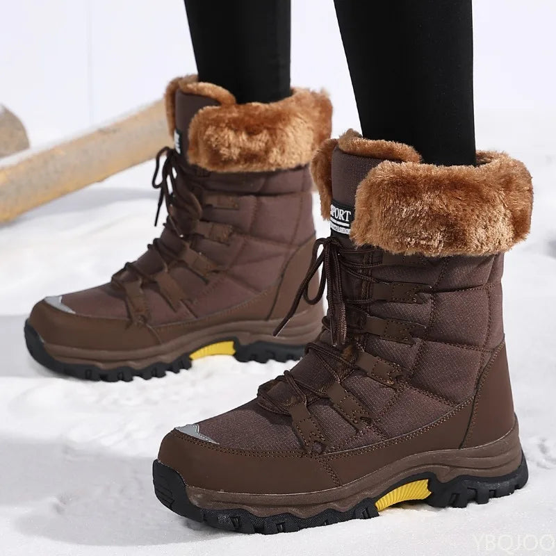 Women's Winter Insulated Ankle Boots – Slip-Resistant Lace-Up Winter Ankle Boots Axl Brown 37