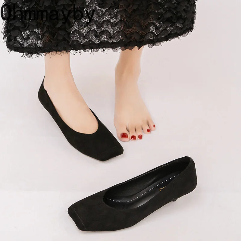 Women's Mary Jane Pumps – Square Toe Suede Slip-On Heels Mary Jane Pumps Axl