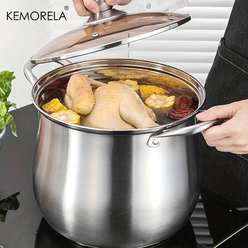 KEMORELA Large Stainless Steel Soup Pot – Gas & Induction Soup & Stock Pot Axl