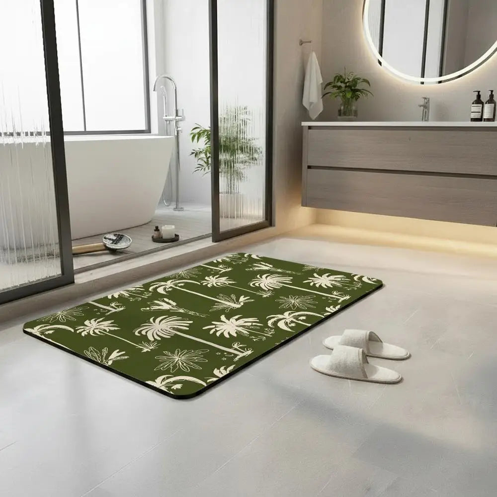 Tropical Palm Diatomite Bath Mat – Quick Dry & Anti-Slip Diatomite Bath Mat Axl
