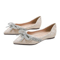 Rhinestone Bow Ballet Flats – Pointed Toe Crystal Women's Shoes Ballet Flats Axl Apricot 34