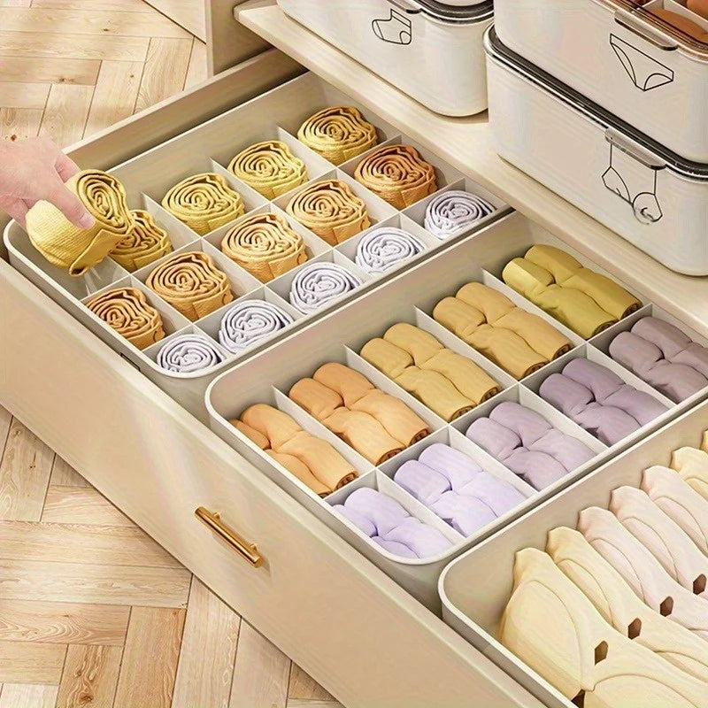 15-Compartment Plastic Underwear & Socks Drawer Organizer Box Drawer Storage Organizer Axl